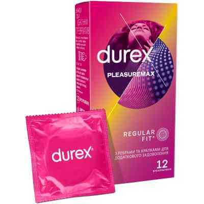 Презервативи Durex Pleasuremax з силіконовою змазкою з ребрами та крапками 12 шт. (5038483204016) Вінниця