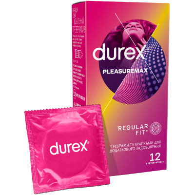 Презервативи Durex Pleasuremax з силіконовою змазкою з ребрами та крапками 12 шт. (5038483204016) Вінниця - фото 1