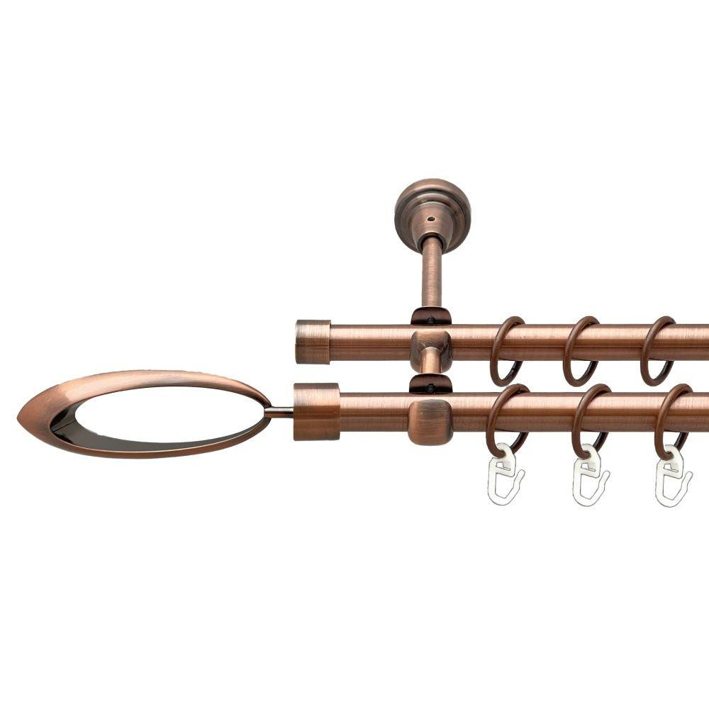 Карниз Orvit Венеція металевий дворядний відкритий гладка труба кільце металеве Мідь 16\16 мм 200 см (00-00020570) Львів - фото 1