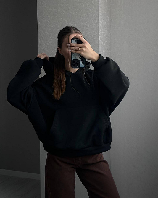 Жіноча стильна тепла худі оверсайз якісна трьохнитка на флісі Одеса - фото 2