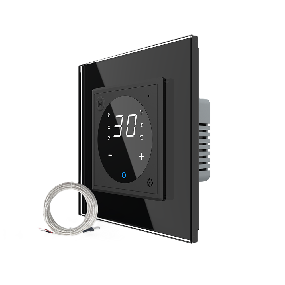 Терморегулятор (термостат) сенсорний програмований для електричної теплої підлоги LIVOLO чорний, матова скляна рамка Коломия - фото 5