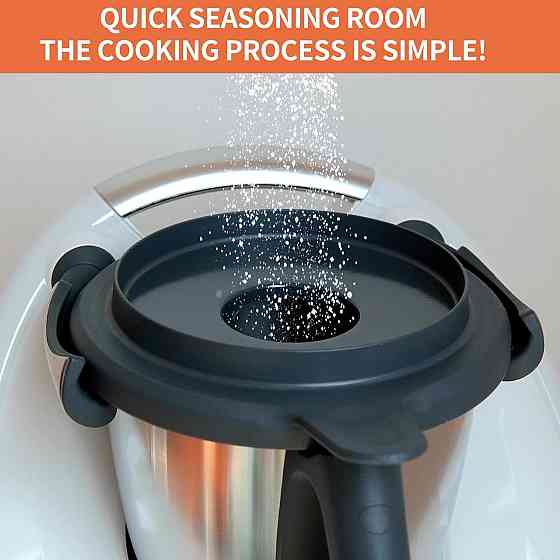 Кришка Thermomix TM5/TM6 для основної каструлі, нейлонова з силіконовим замком, заміна оригінальній, прозора/чорна 240 г Київ