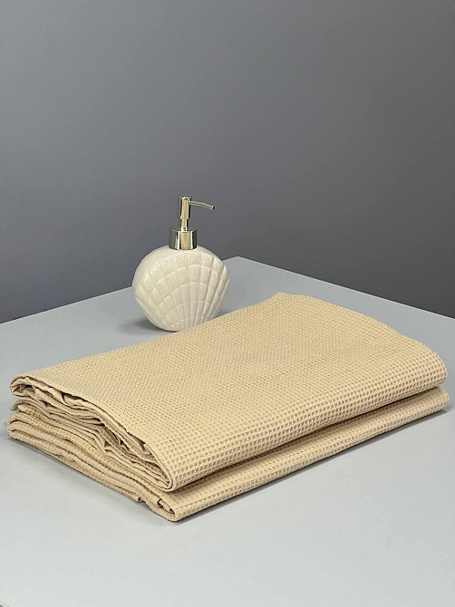 Вафельний рушник Ideal Textile 100х150 см 220 г/м2 (56861026) Бежевий Чернівці - фото 3