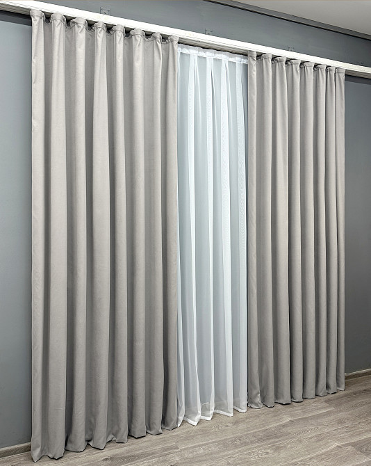 Комплект готовых штор VR-Textil Микровелюр Petek № 1832ш Светло-серый 150х270 см 2 шт (33-1000) Киев - изображение 4
