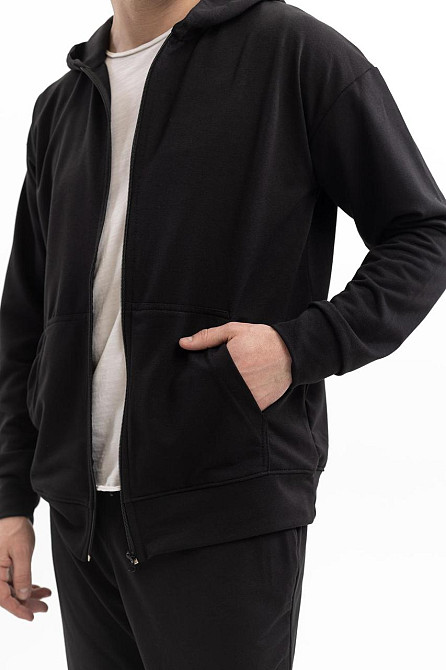 Мужской и женский спортивный костюм чёрный на молнии с карманами из турецкой двунити Львов - изображение 7