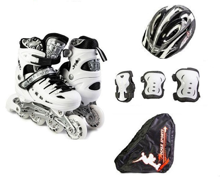 Комплект детских роликов + защита + шлем + сумка, Белого цвета Scale Sports. Размер 34-38 Одесса - изображение 2