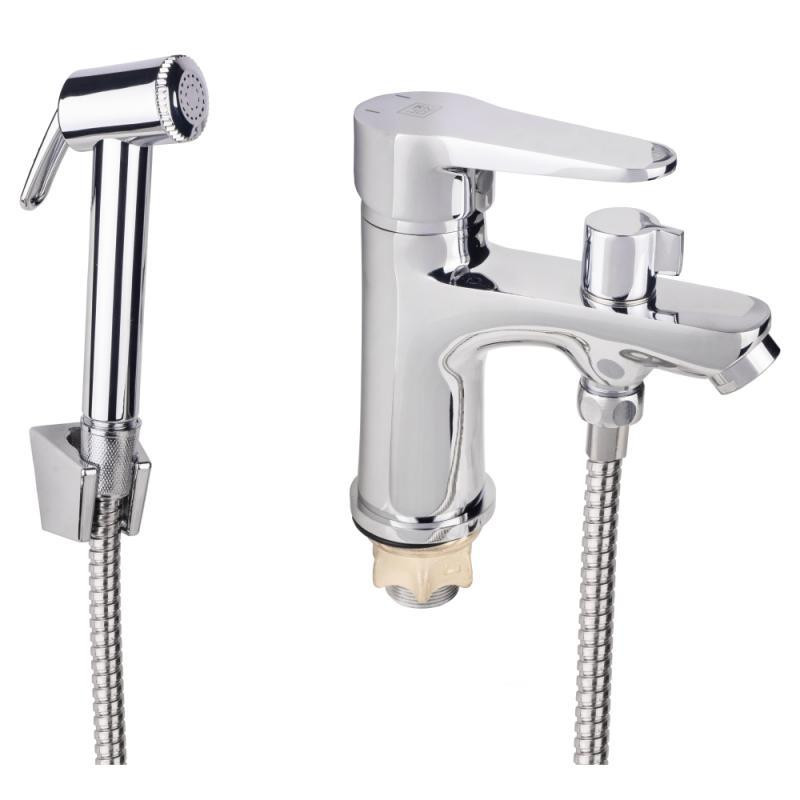 Смеситель для раковины Lidz (CRM) 14 34 001FB с лейкой для гигиенического душа (LIDZCRM1434001FB) Киев - изображение 1