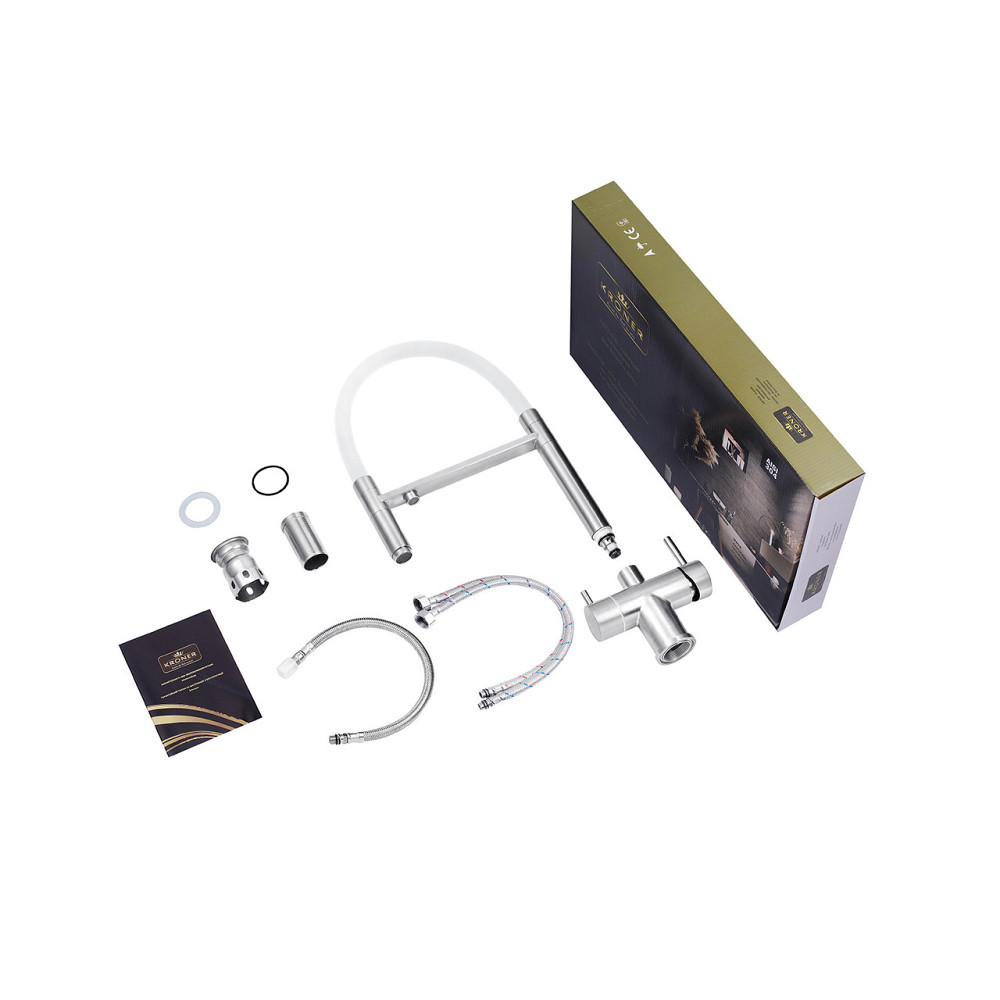 Смеситель для кухни с подключением к фильтру Kroner KRP Edelstahl Klassisch - ESG03815WHI белый/сатин Киев - изображение 9