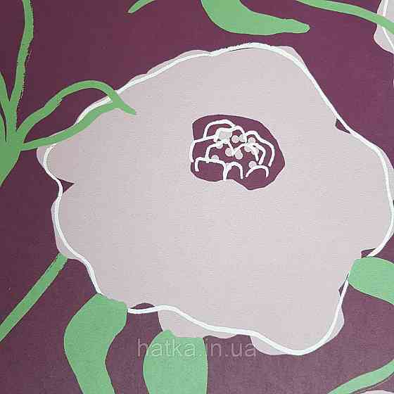 Шпалери флізелінові еко Khroma Zoom Goja 0.53х10.05 м квіти абстракція бузкові зелені на бордовому Київ