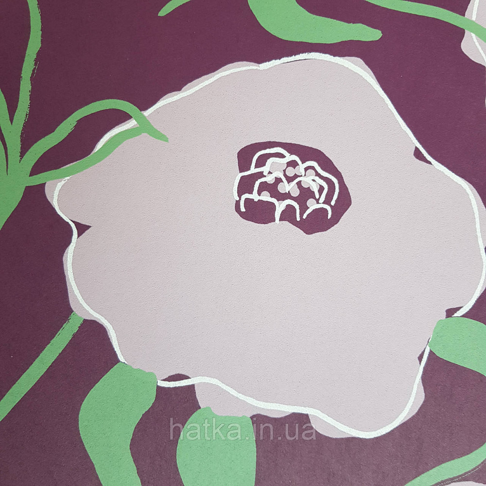 Обои флизелиновые эко Khroma Zoom Goja 0.53х10.05 м цветы абстракция сиреневые зеленые на бордовом Киев - изображение 3