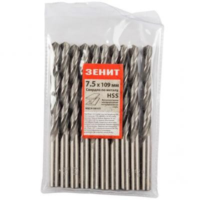 Свердло Зеніт HSS по металу 7.5х109 мм (10 шт) (30300075) Вінниця - фото 1