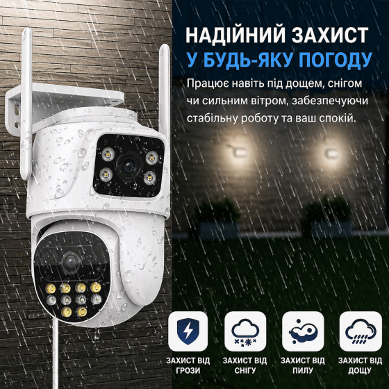 Вулична IP-камера відеоспостереження з двома обʼєктивами Киев
