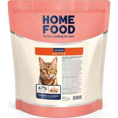 Сухий корм для кішок Home Food For active з куркою та креветками 400 г (4820290090057) Вінниця