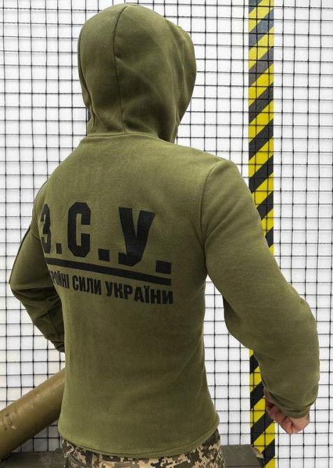 Тактическая мужская флиска ЗСУ толстовка с капюшоном свитер теплый олива XXXL Одесса - изображение 2