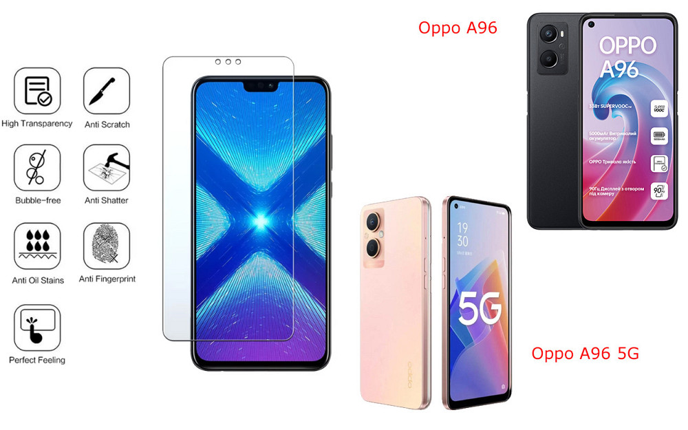 Защитное стекло NeoGlass для Oppo A96, Oppo A96 5G – ультрапрозрачное и устойчивое Киев - изображение 4
