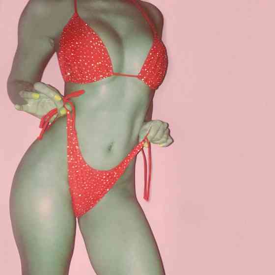 Купальник роздільний шторки без поролону з камінням 42 червоний Київ