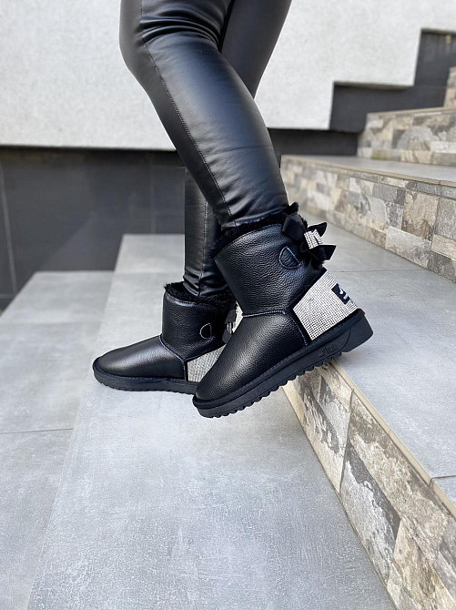 Угги жіночі OUQIDAGENI чорні натуральна шкіра висота 16 см розмір 36 ( -1) Коломия - фото 4