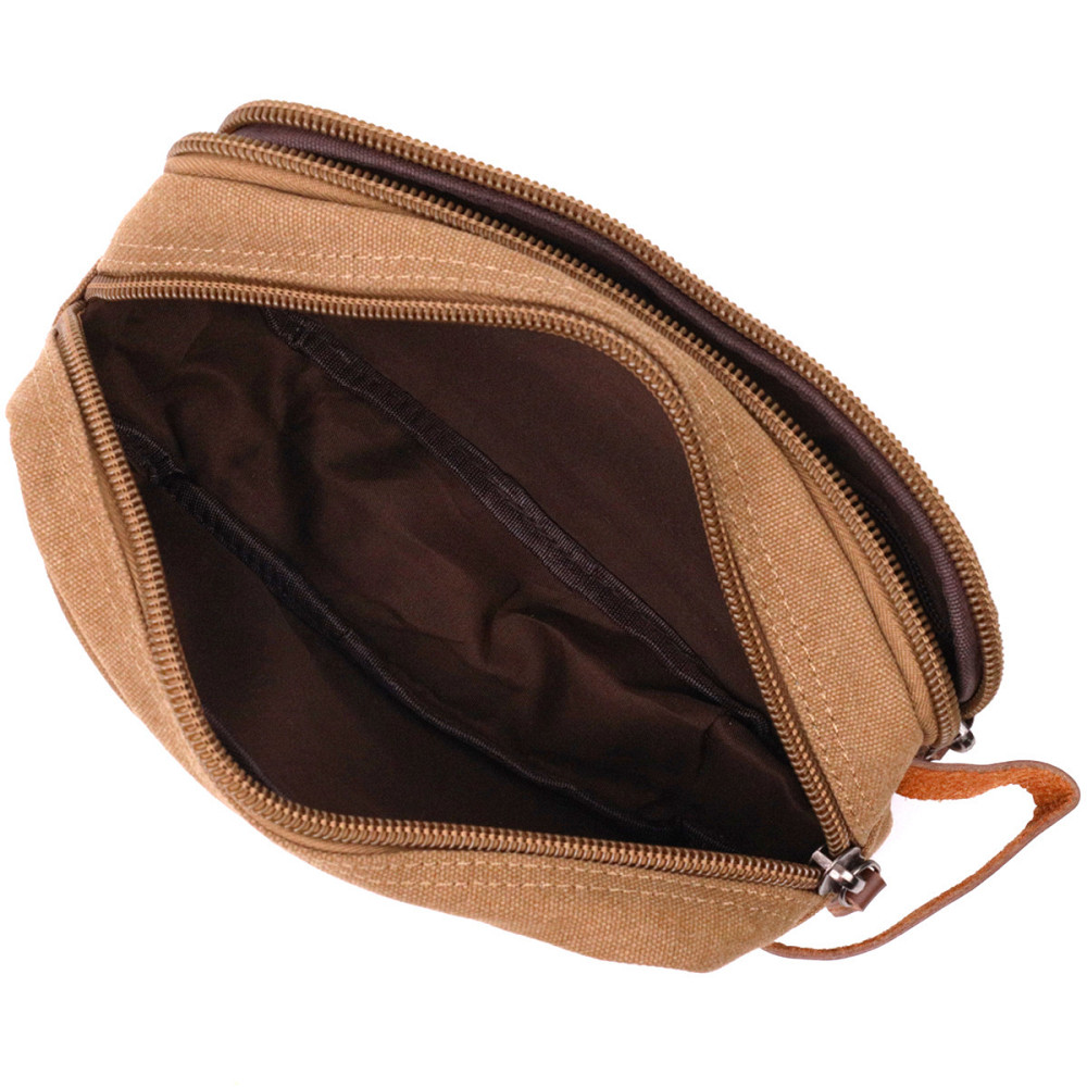 Барсетка для чоловіків на два відділення з якісного текстилю Коричневий (Vintage) Київ - фото 10