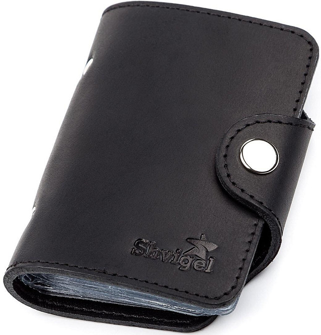 Візитниця вертикальна Shvigel 13909 шкіряна Чорна Київ - фото 6