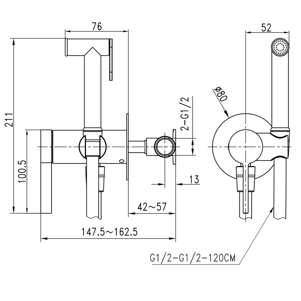 Змішувач гігієнічний TOPAZ MODERNO TMD-33106-H78A Київ - фото 7