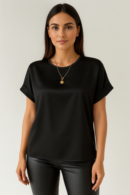Жіноча футболка з шовку Чорний L Харків - фото 1