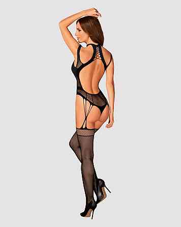 (SALE) Ажурный бодистокинг с отверстиями Obsessive Bodystocking G327 black S/M/L, черный, комбинезон, с дос Sex Aura Киев