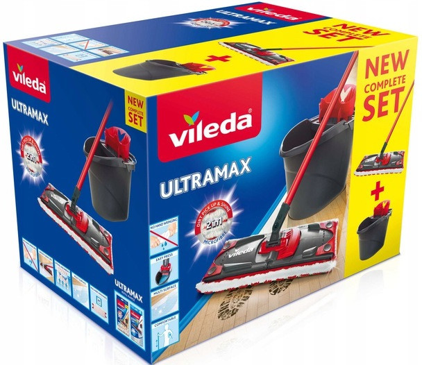 Набір для прибирання Відро 10 літрів з віджимом та плоска швабра Vileda "UltraMax Box" (155737) Нововолинськ - фото 8