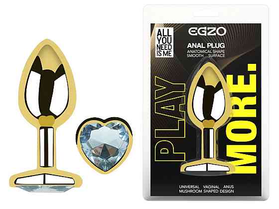 Анальна пробка з кристалом EGZO - Gold Heart Plug Clear size M Sex Aura Київ