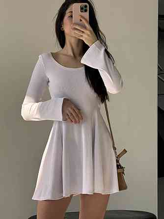 Жіноча стильна романтична сукня вільного крою з трикотажу в рубчик Білий, 46/48 Одеса