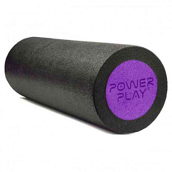 Масажний ролик (роллер) гладкий PowerPlay 4021 Fitness Roller Чорно-фіолетовий (30x15см.) Каменское