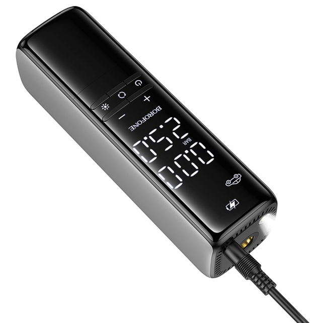 Компрессор автомобильный ведущий Borofone FC1 (Черно-серый) Киев - изображение 3