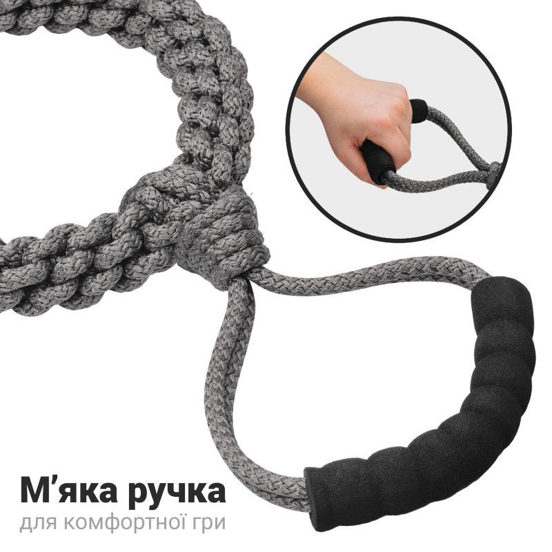 Канат для собаки міцна іграшка для активних собак, плетений канат у формі кільця з ручкою Barksi Одеса - фото 3