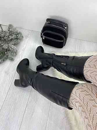 Stepter Модні чоботи зимові жіночі з натуральної шкіри на підборах чорні теплі р. 36, 38, 39 (6 Коломия