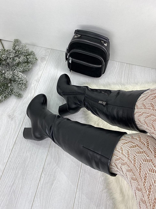 Stepter Модні чоботи зимові жіночі з натуральної шкіри на підборах чорні теплі р. 36, 38, 39 (6 Коломия - фото 3