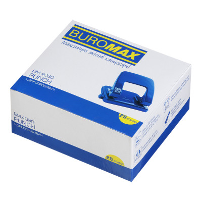 Діркопробивач Buromax металевий, до 25 аркушів, 122 х 108 х 54 мм, синій (BM.4030-02) Вінниця - фото 7