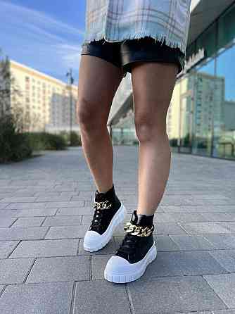 Кеды женские черные эко-шкира высота 11см подошва 4см размеры 37-41 (4758) Коломия