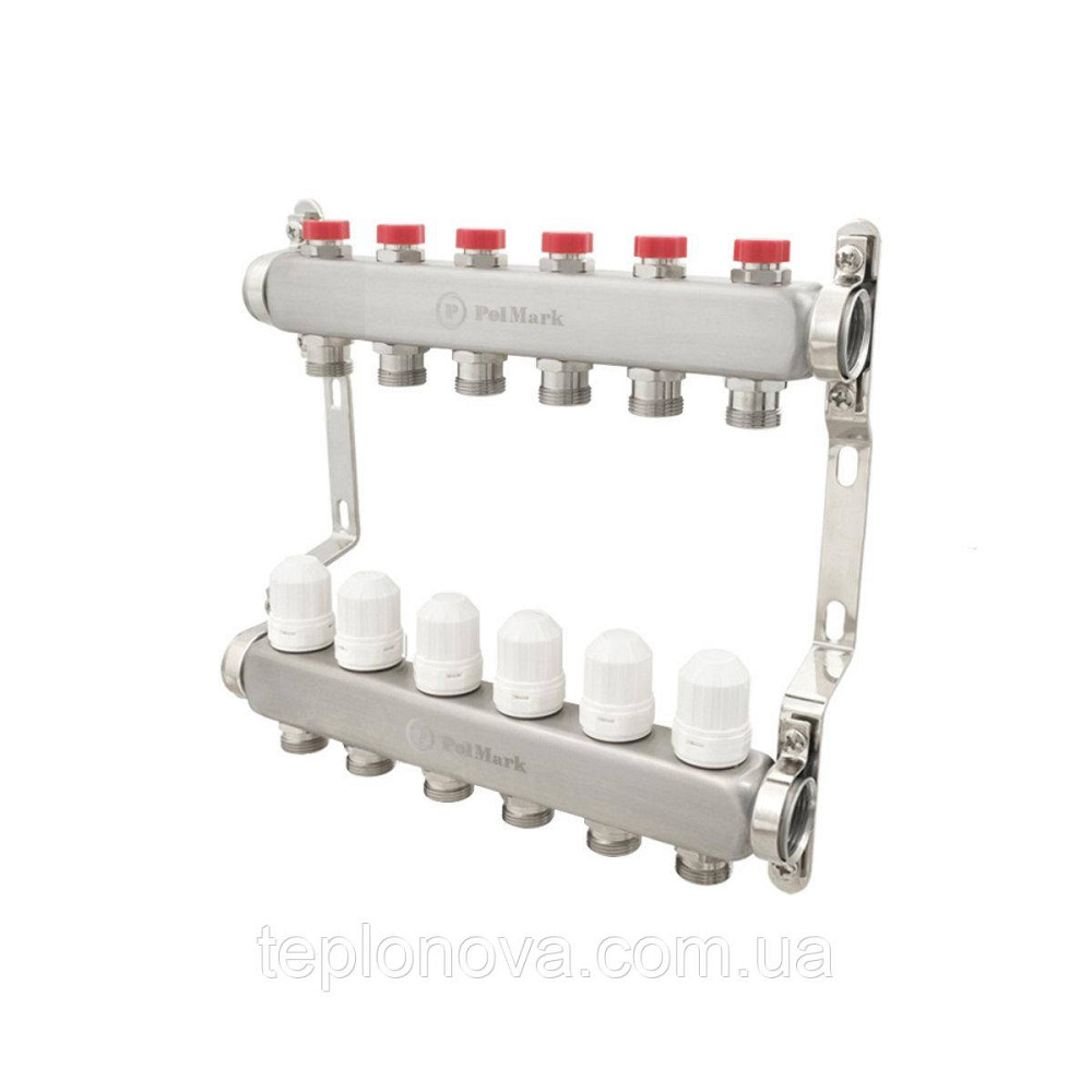 Коллектор нержавейка на 6 пар выходов  