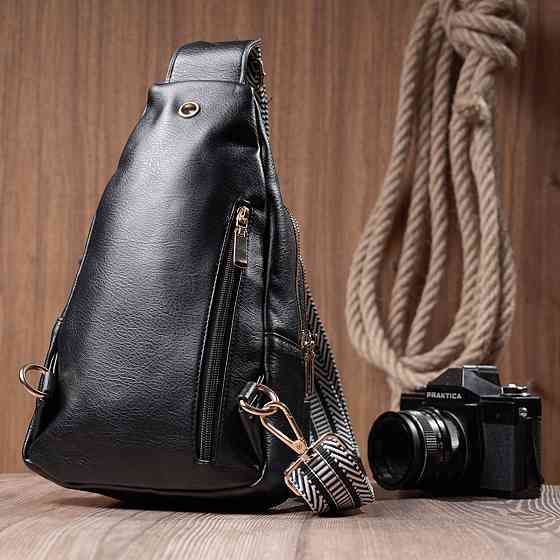 Цікава жіноча сумка з однією лямкою через плече з екошкіри Vintage 22759 Чорний Київ