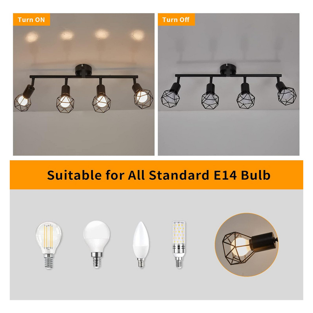 Стельовий світильник FORCOSO Vintage чорний 4 патрони E14 регульований 350° Київ - фото 3