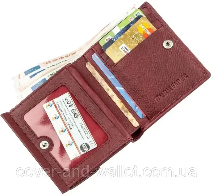 Маленький женский бумажник из натуральной кожи бордового цвета ST 209 Киев - изображение 7