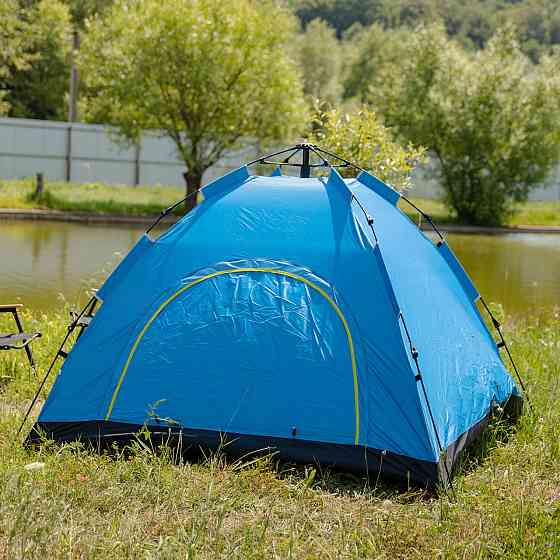 Палатка кемпинговая 2 на 2 метра автоматическая для рыбалки похода туристическая LU-019BL Голубой Киев