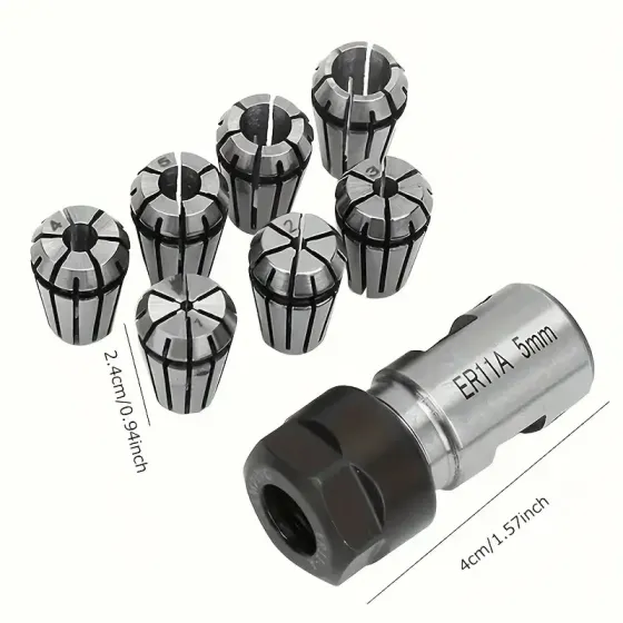 Набор цанг ER11, 13 шт (1–7 мм, шаг 0.5 мм) для зажима сверл, фрез и инструмента в шпинделях ЧПУ Киев