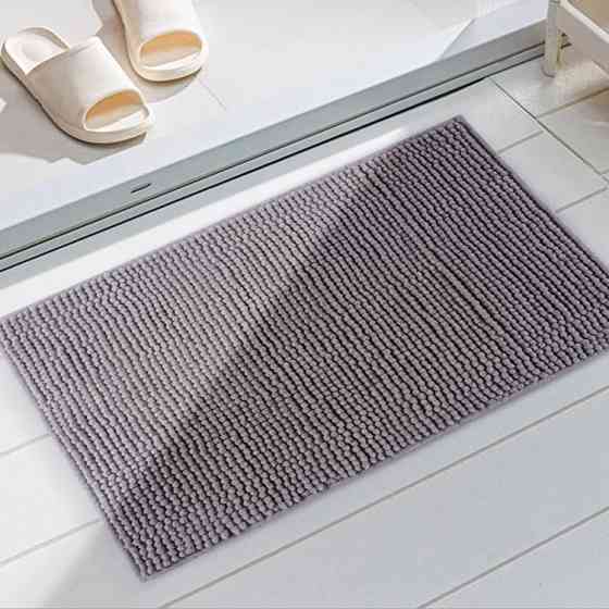 Коврик для ванны и душа из мягкого длинного ворса Bathlux нескользящий, прорезиненный Серый Каменец-Подольский