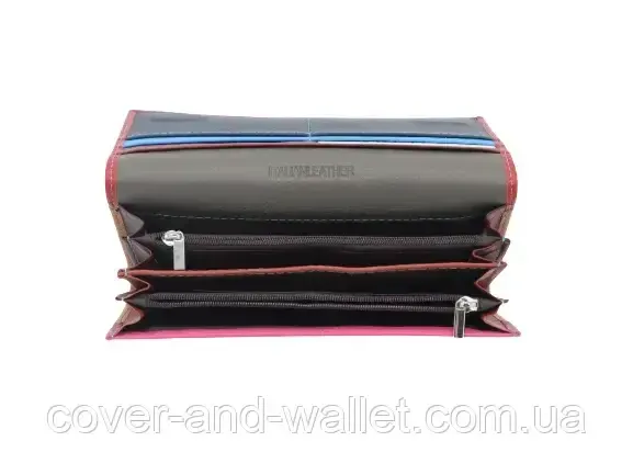 Жіночий шкіряний гаманець на магнітах червоно-помаранчевий мультиколор ST 014 Київ - фото 6