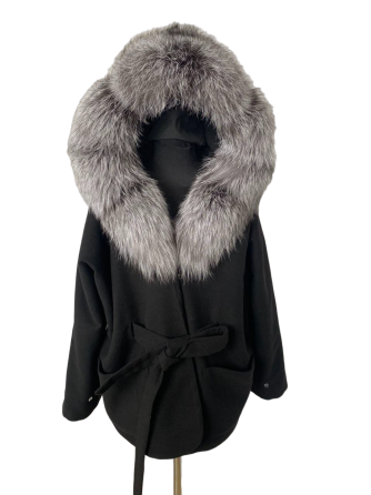 Жіноче пончо з чернобуркою Чорний 3XL-4XL Харків