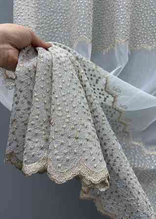 Тюль VR-Textil 1655т Бамбук с вышивкой и люрексом Молочный с капучино 300х270 см (42-0659) Киев