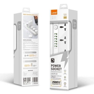 Сетевой фильтр питания LDNIO SC5614 5роз. 3USB 2м (SC5614) Вінниця - фото 5