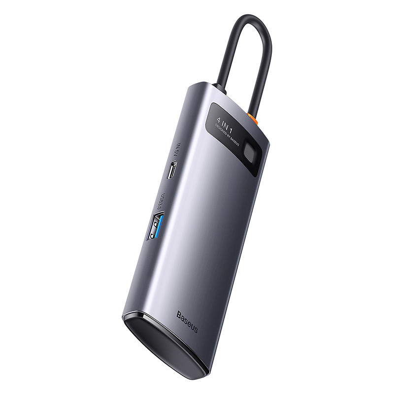 USB-хаб Baseus Metal Gleam Series 4-in-1 Multifunctional Type-C HUB Docking Station Gray（Type-C to USB3.0*4） Одеса - фото 6