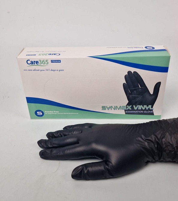 Рукавиці Вініл Чорні (100 шт.) розмір S "CARE 365" (1 пачка) Харків - фото 1