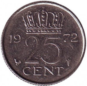 Монета 25 центов. 1972 год, Нидерланды. Полтава - изображение 1